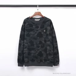 Hypeyourbeast Clothes BAPE Classic Ape Head Embroidered Camouflage Long Sleeve Shirt 'GREY'