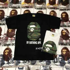 Hypeyourbeast BAPE Tiger Pattern Camouflage Ape Initials Tee Shirt 'BLACK' Clothes