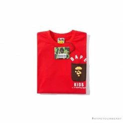 Hypeyourbeast BAPE KIDS Small Net Pocket Ape Man Head Tee Shirt 'RED' Clothes 9 Hypeyourbeast BAPE KIDS Small Net Pocket Ape Man Head Tee Shirt 'RED' Clothes