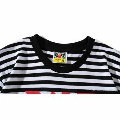 Hypeyourbeast BAPE Baby Milo Rock Bass Player Striped Tee Shirt 'BLACK' Clothes