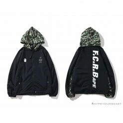 Hypeyourbeast BAPE X FCRB Joint Double Zip Camouflage Hoodie 'BLACK' Clothes