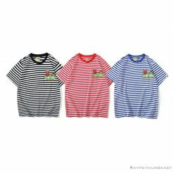 Hypeyourbeast BAPE Baby Milo Sesame Street Striped Tee Shirt 'RED'