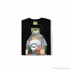 Hypeyourbeast BAPE Ape Man Head 28th Anniversary Camouflage Color Block Tee Shirt 'BLACK' Clothes