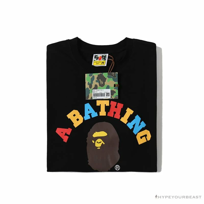 Hypeyourbeast BAPE Little Ape Head Colorful Classic Tee Shirt 'BLACK' Clothes 3 Hypeyourbeast BAPE Little Ape Head Colorful Classic Tee Shirt 'BLACK' Clothes