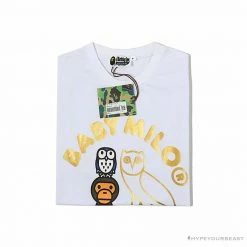 Hypeyourbeast BAPE Baby Milo Owl Bronzing Tee Shirt 'WHITE' Clothes