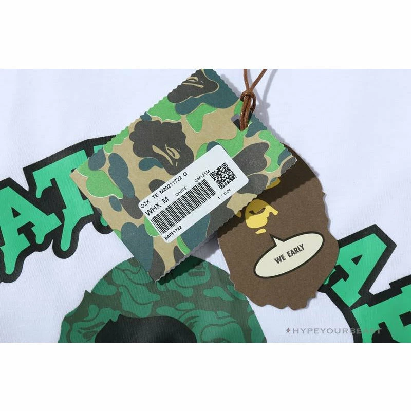 Hypeyourbeast BAPE Paint Splash Green Camouflage Tee Shirt 'WHITE' Clothes 5 Hypeyourbeast BAPE Paint Splash Green Camouflage Tee Shirt 'WHITE' Clothes
