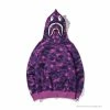 Hypeyourbeast BAPE Shark Head Classic Embroidered Camouflage Zip-Up Hoodie 'PURPLE' Clothes