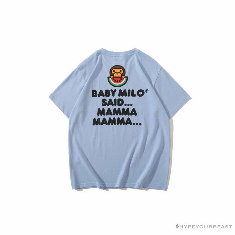 Hypeyourbeast BAPE Baby Milo Watermelon Little Monkey Tee Shirt 'BLUE' 2 Hypeyourbeast BAPE Baby Milo Watermelon Little Monkey Tee Shirt 'BLUE'