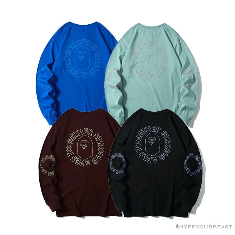 Hypeyourbeast BAPE APES TOGETHER English Alphabet Ape Head Long Sleeve Shirt 'WINE RED' Clothes 5 Hypeyourbeast BAPE APES TOGETHER English Alphabet Ape Head Long Sleeve Shirt 'WINE RED' Clothes