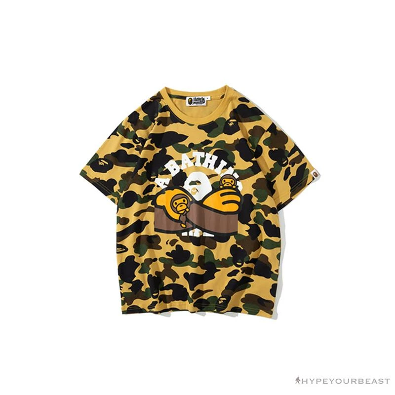 Hypeyourbeast Clothes BAPE KIDS Elbow Hug Gorilla Camouflage Tee Shirt 'YELLOW' 1 Hypeyourbeast Clothes BAPE KIDS Elbow Hug Gorilla Camouflage Tee Shirt 'YELLOW'