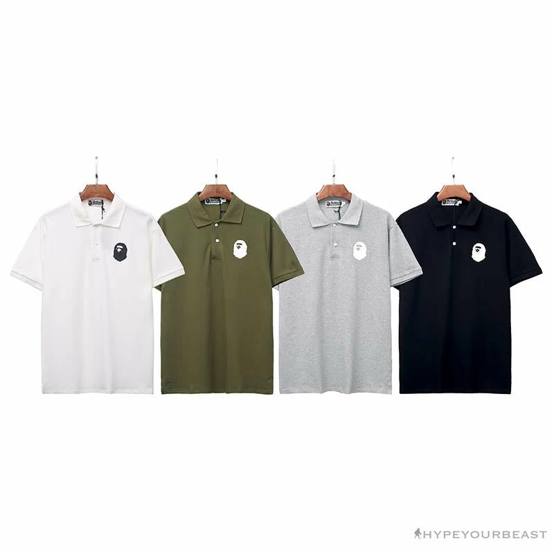 Hypeyourbeast Clothes BAPE Classic Ape Head Print Versatile Polo Shirt 'BLACK' 8 Hypeyourbeast Clothes BAPE Classic Ape Head Print Versatile Polo Shirt 'BLACK'