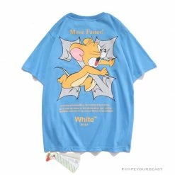 Hypeyourbeast OFF-WHITE Jerry Move Faster Tee Shirt 'BLUE'