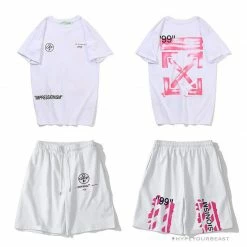 Hypeyourbeast OFF-WHITE 99 X Pink Arrow Shorts 'WHITE' Pants 25 Hypeyourbeast OFF-WHITE 99 X Pink Arrow Shorts 'WHITE' Pants