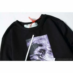 Hypeyourbeast OFF-WHITE Classic Wave Oil Painting Cotton Terry Long Sleeve Shirt 'BLACK' Shirts