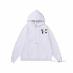 HypeYourBeast Off White Hoodie Jabba Flower - White Hoodies & Jackets