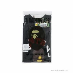 Hypeyourbeast BAPE Messy Letters Upside Down Little Ape Head Tee Shirt 'BLACK'