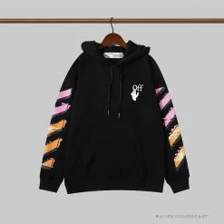 Hypeyourbeast OFF-WHITE Pink Orange Arrow Hoodie 'BLACK' Hoodies & Jackets