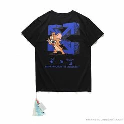 Hypeyourbeast T-Shirts OFF-WHITE Classic Animated Tom And Jerry Arrow Tee Shirt 'BLACK'