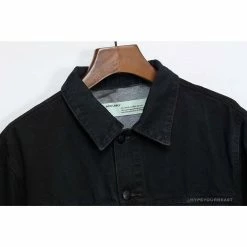 Hypeyourbeast OFF-WHITE Autumn And Winter New ️Back Blue Arrow Wash Denim Jacket Hoodies & Jackets