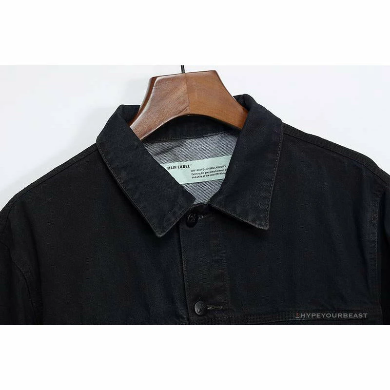 Hypeyourbeast OFF-WHITE Autumn And Winter New ️Back Blue Arrow Wash Denim Jacket Hoodies & Jackets 2 Hypeyourbeast OFF-WHITE Autumn And Winter New ️Back Blue Arrow Wash Denim Jacket Hoodies & Jackets