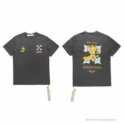 Hypeyourbeast OFF-WHITE Jerry Move Faster Tee Shirt 'GREY'