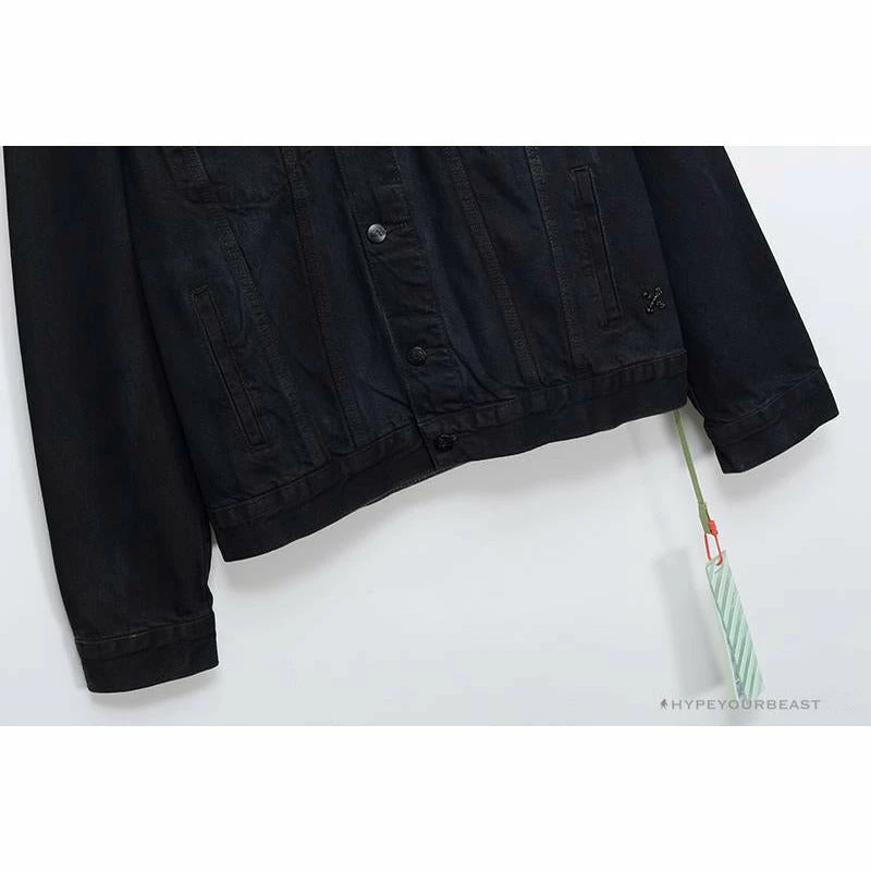 Hypeyourbeast OFF-WHITE Autumn And Winter New ️Back Blue Arrow Wash Denim Jacket Hoodies & Jackets 4 Hypeyourbeast OFF-WHITE Autumn And Winter New ️Back Blue Arrow Wash Denim Jacket Hoodies & Jackets