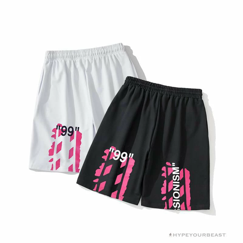 Hypeyourbeast OFF-WHITE 99 X Pink Arrow Shorts 'WHITE' Pants 13 Hypeyourbeast OFF-WHITE 99 X Pink Arrow Shorts 'WHITE' Pants