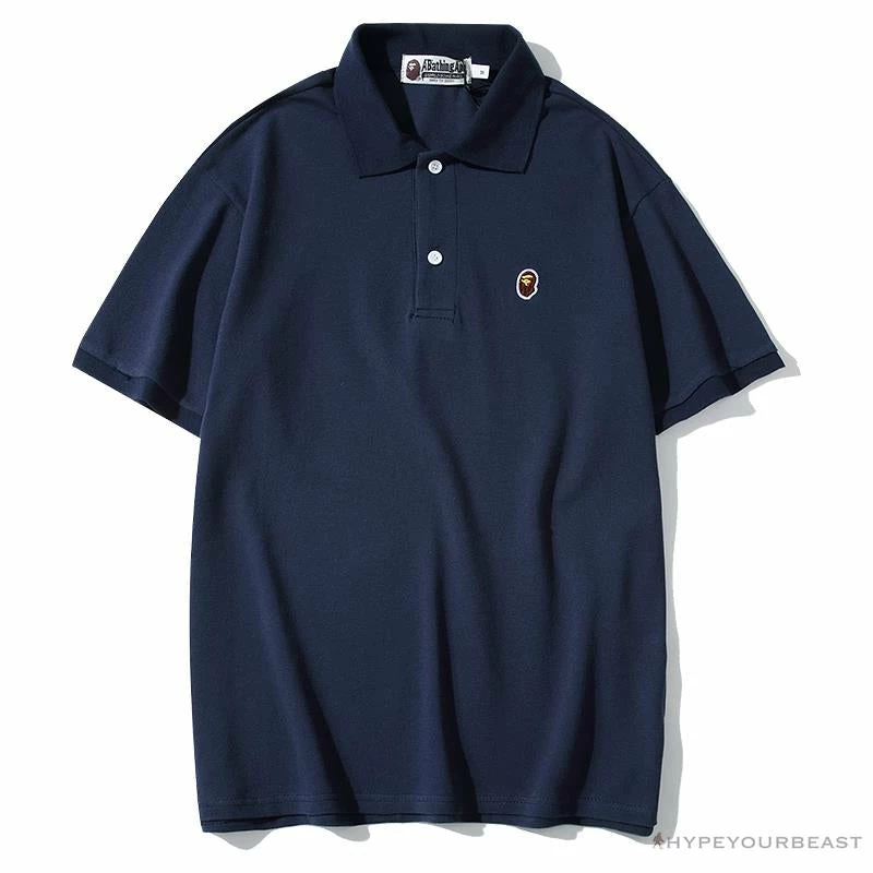 Hypeyourbeast BAPE Solid Color Versatile Embroidered Ape Head Small Badge Polo Shirt 'BLUE' 1 Hypeyourbeast BAPE Solid Color Versatile Embroidered Ape Head Small Badge Polo Shirt 'BLUE'