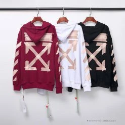 Hypeyourbeast OFF-WHITE Rubber Strip Arrow Hoodie 'WHITE' Hoodies & Jackets