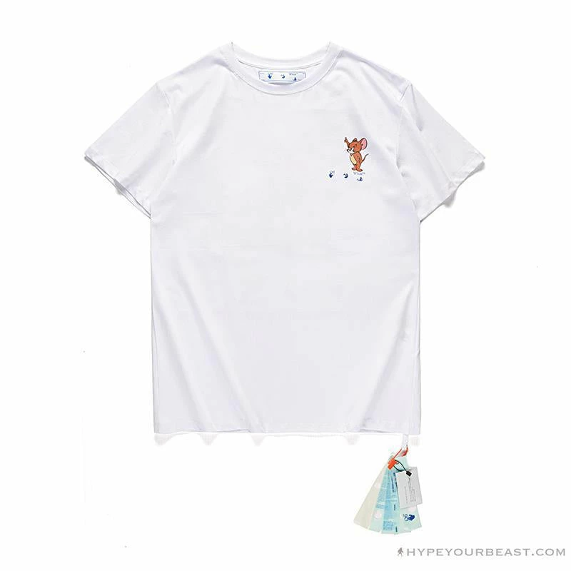 Hypeyourbeast OFF-WHITE Classic Animated Tom And Jerry Arrow Tee Shirt 'WHITE' T-Shirts 1 Hypeyourbeast OFF-WHITE Classic Animated Tom And Jerry Arrow Tee Shirt 'WHITE' T-Shirts