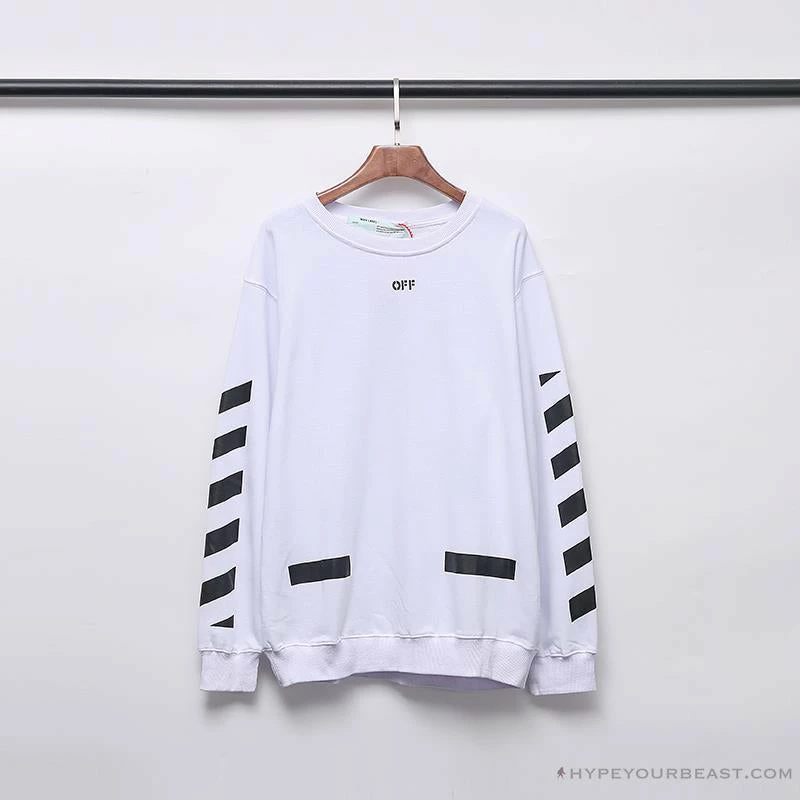 Hypeyourbeast OFF-WHITE Classic Basic Cotton Terry Long Sleeve Shirt 'WHITE' 3 Hypeyourbeast OFF-WHITE Classic Basic Cotton Terry Long Sleeve Shirt 'WHITE'