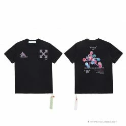 Hypeyourbeast T-Shirts OFF-WHITE Joint Running Mickey Mouse Arrow Tee Shirt 'BLACK'
