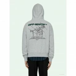 Hypeyourbeast Hoodies & Jackets OFF-WHITE Hand-Painted Utility Pole Worker Hoodie 'GREY'