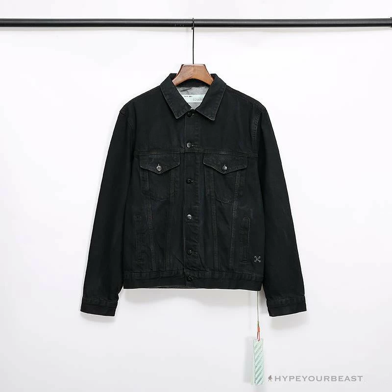 Hypeyourbeast OFF-WHITE Autumn And Winter New ️Back Blue Arrow Wash Denim Jacket Hoodies & Jackets 1 Hypeyourbeast OFF-WHITE Autumn And Winter New ️Back Blue Arrow Wash Denim Jacket Hoodies & Jackets