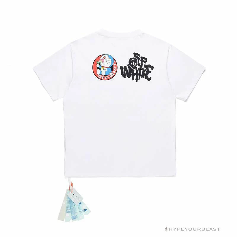 Hypeyourbeast OFF-WHITE Graffiti Letter Doraemon Tee Shirt 'WHITE' 2 Hypeyourbeast OFF-WHITE Graffiti Letter Doraemon Tee Shirt 'WHITE'