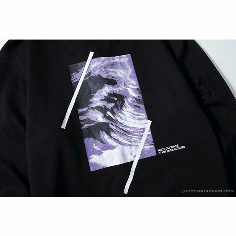 Hypeyourbeast OFF-WHITE Classic Wave Oil Painting Cotton Terry Long Sleeve Shirt 'BLACK' Shirts 3 Hypeyourbeast OFF-WHITE Classic Wave Oil Painting Cotton Terry Long Sleeve Shirt 'BLACK' Shirts