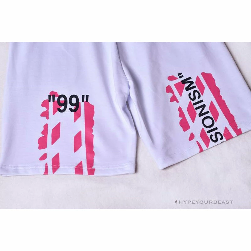 Hypeyourbeast OFF-WHITE 99 X Pink Arrow Shorts 'WHITE' Pants 6 Hypeyourbeast OFF-WHITE 99 X Pink Arrow Shorts 'WHITE' Pants