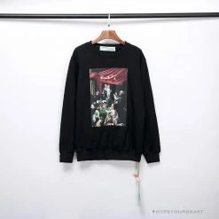 Hypeyourbeast OFF-WHITE New Madonna Painting Cotton Terry Long Sleeve Shirt 'BLACK' Shirts