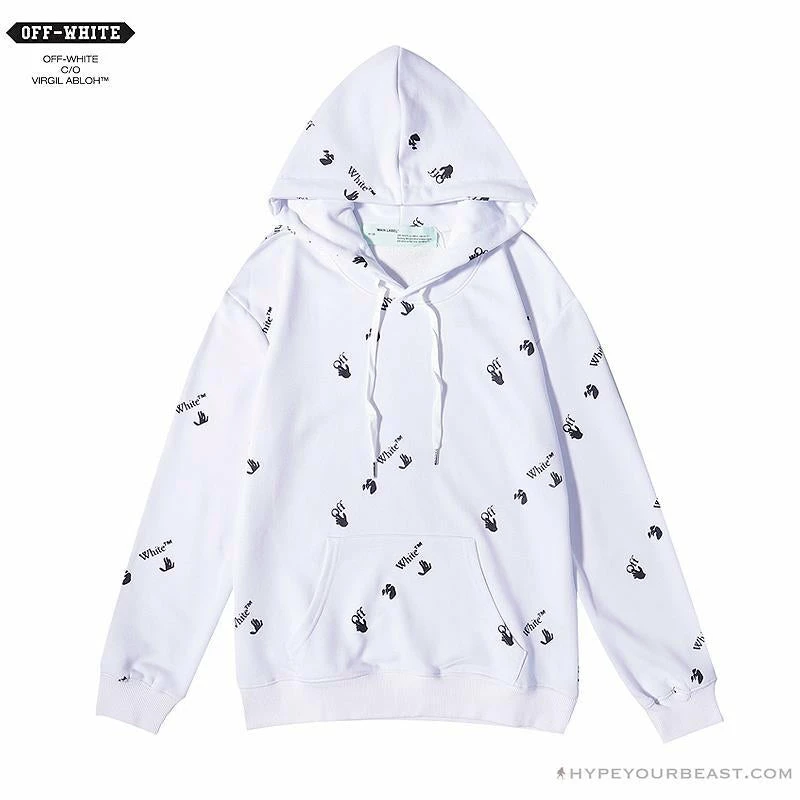 Hypeyourbeast OFF-WHITE Classic Print Hoodie 'WHITE' Hoodies & Jackets 1 Hypeyourbeast OFF-WHITE Classic Print Hoodie 'WHITE' Hoodies & Jackets
