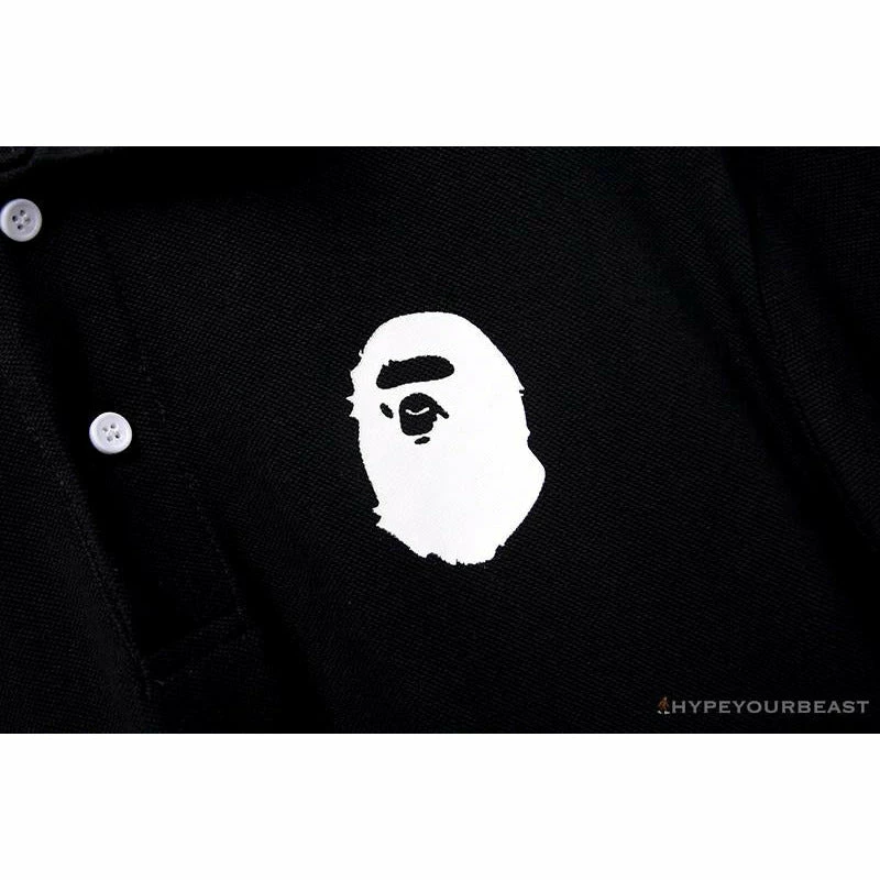 Hypeyourbeast Clothes BAPE Classic Ape Head Print Versatile Polo Shirt 'BLACK' 5 Hypeyourbeast Clothes BAPE Classic Ape Head Print Versatile Polo Shirt 'BLACK'