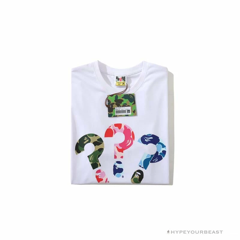 Hypeyourbeast BAPE Camouflage Three-Color Question Mark Tee Shirt 'WHITE' 3 Hypeyourbeast BAPE Camouflage Three-Color Question Mark Tee Shirt 'WHITE'