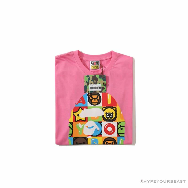 Hypeyourbeast Clothes BAPE Baby Milo Color Square Ape Head Tee Shirt 'PINK' 3 Hypeyourbeast Clothes BAPE Baby Milo Color Square Ape Head Tee Shirt 'PINK'