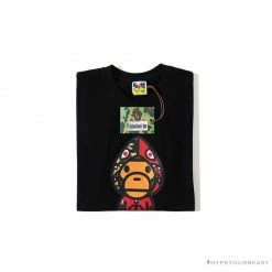 Hypeyourbeast BAPE Baby Milo Red Shark Hat Little Monkey Tee Shirt 'BLACK'