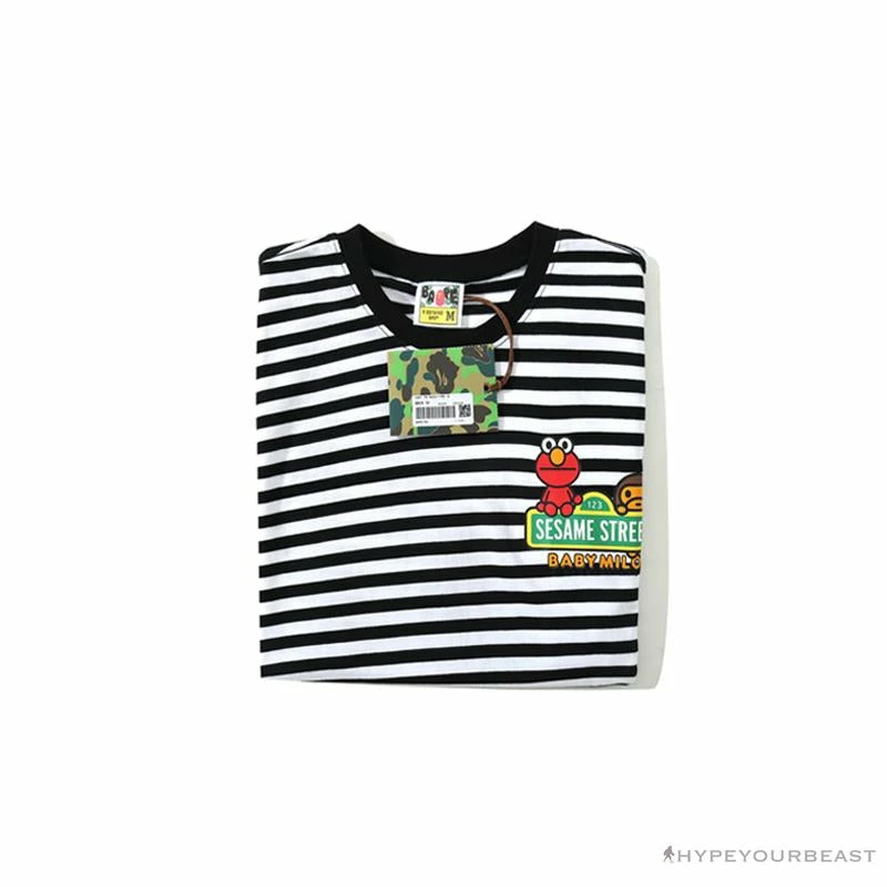 Hypeyourbeast Clothes BAPE Baby Milo Sesame Street Striped Tee Shirt 'BLACK' 3 Hypeyourbeast Clothes BAPE Baby Milo Sesame Street Striped Tee Shirt 'BLACK'