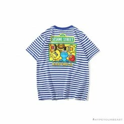 Hypeyourbeast Clothes BAPE Baby Milo Sesame Street Striped Tee Shirt 'BLUE'