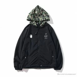 Hypeyourbeast BAPE X FCRB Joint Double Zip Camouflage Hoodie 'BLACK' Clothes