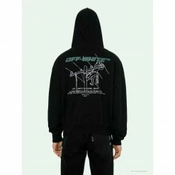 Hypeyourbeast Hoodies & Jackets OFF-WHITE Hand-Painted Utility Pole Worker Hoodie 'BLACK'