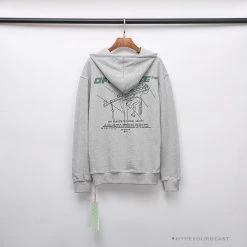 Hypeyourbeast Hoodies & Jackets OFF-WHITE Hand-Painted Utility Pole Worker Hoodie 'GREY'