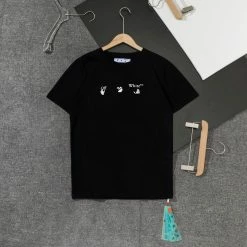 Hypeyourbeast T-Shirts OFF-WHITE Sea Blue Cross Arrow Tee Shirt 'BLACK'