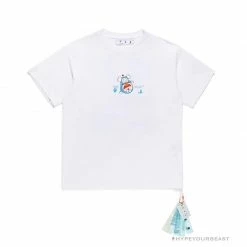 Hypeyourbeast OFF-WHITE Spoof Doraemon Arrow Tee Shirt White T-Shirts